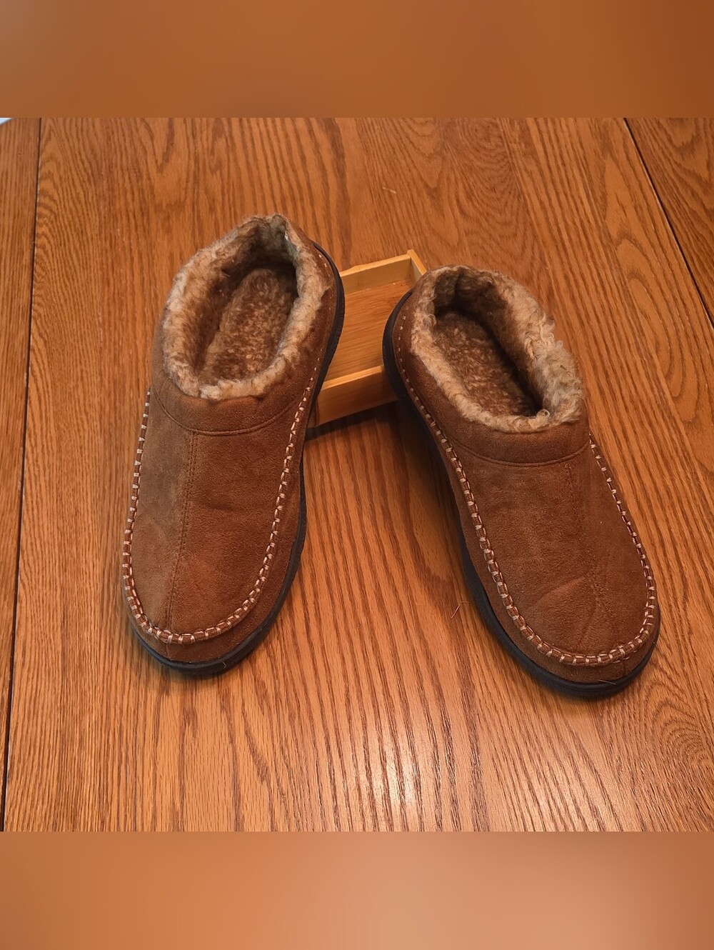 Zigzagger Men's Brown Suede Lined Slip-On Slippers Size 12